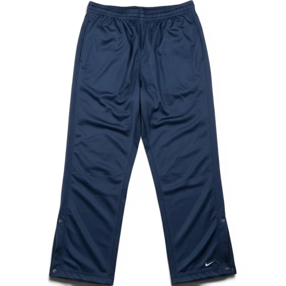 Vintage Nike Track Pants Mens XL Navy Blue Tearaway Snap Button Basketball Satin
